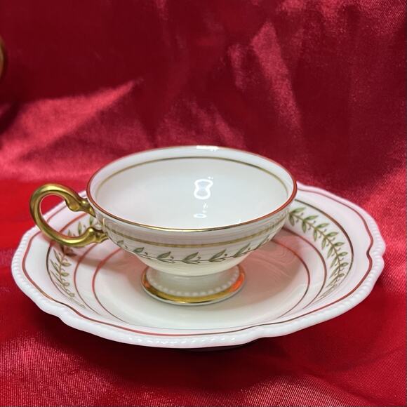 Vintage Castleton Bristol Green Footed Cup & Saucer Set (2) With Sugar Bowl - Picture 6 of 16